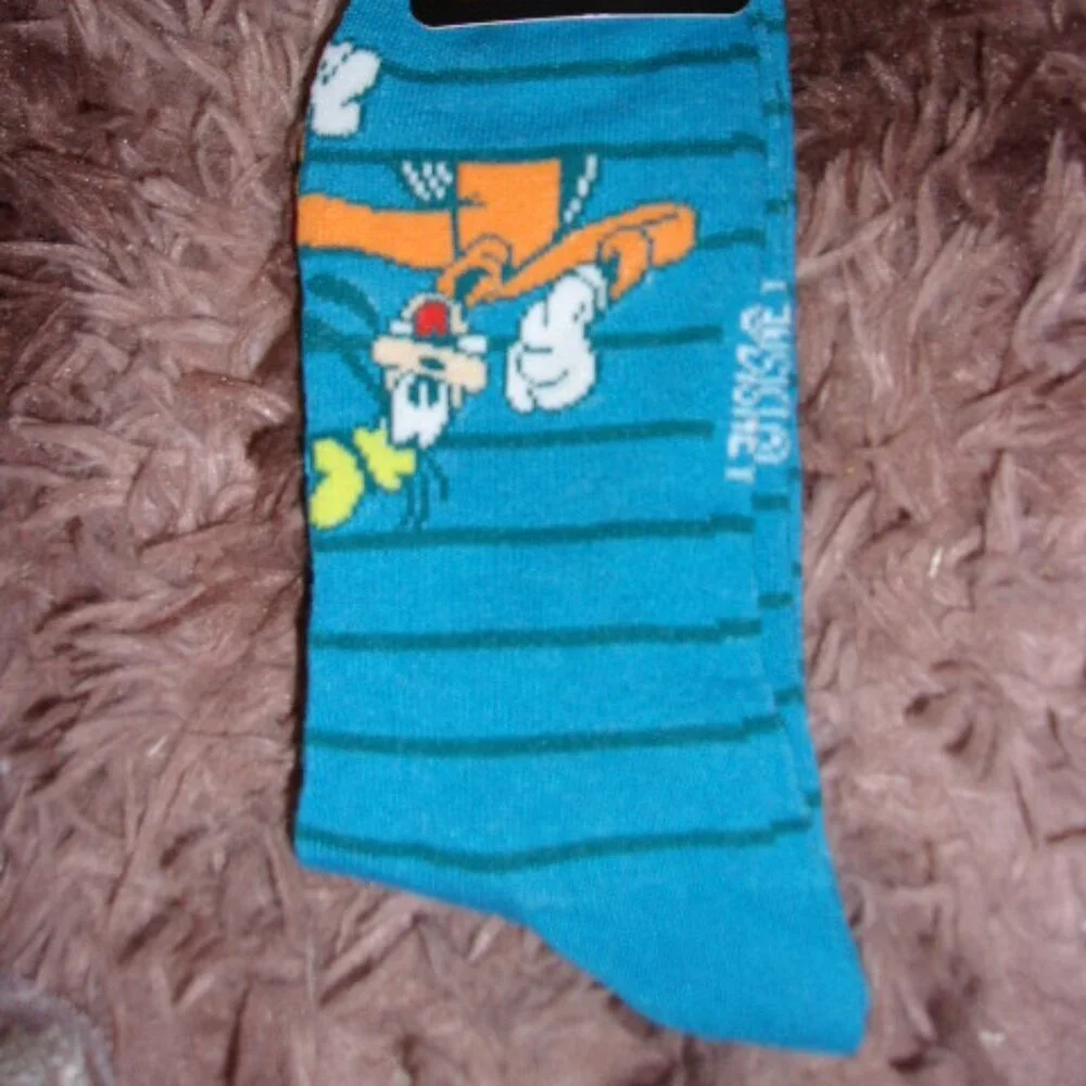 Disney Mickey Donald Duck Goofy Tall Crew Socks Blue size 6-12 Dopine